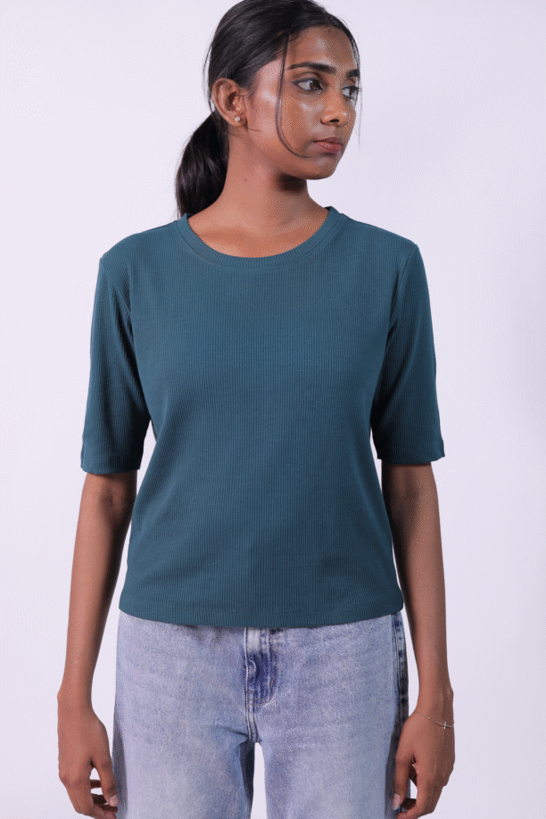 Rib Texture Top Green