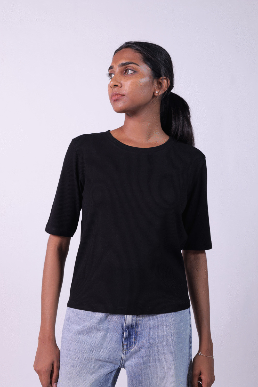 Rib Texture Top Black
