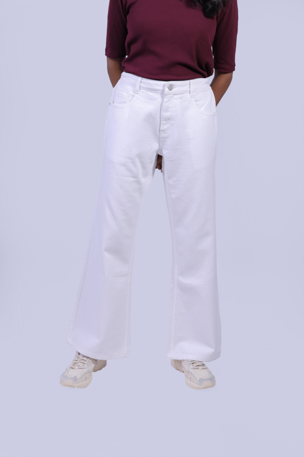 Kick Flare Ankle Length White