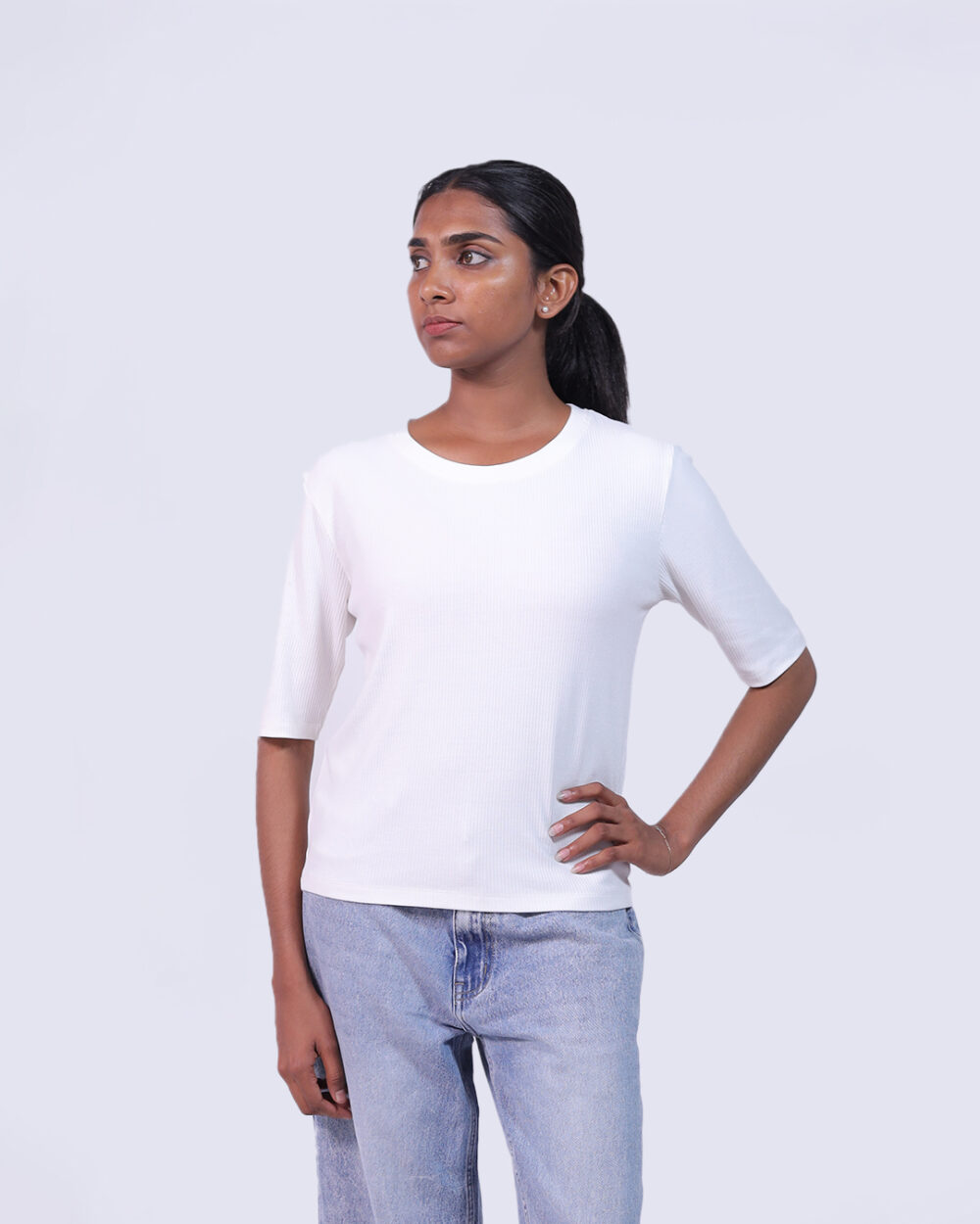 Rib Texture Top Ivory